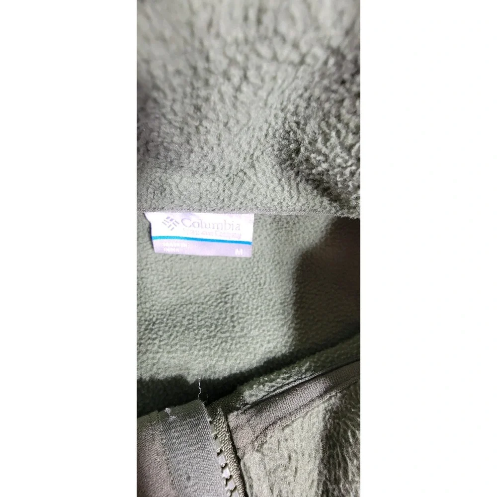 Columbia Mens Ascender Softshell Jacket Sage Green Fleece Lined Size M Full Zip